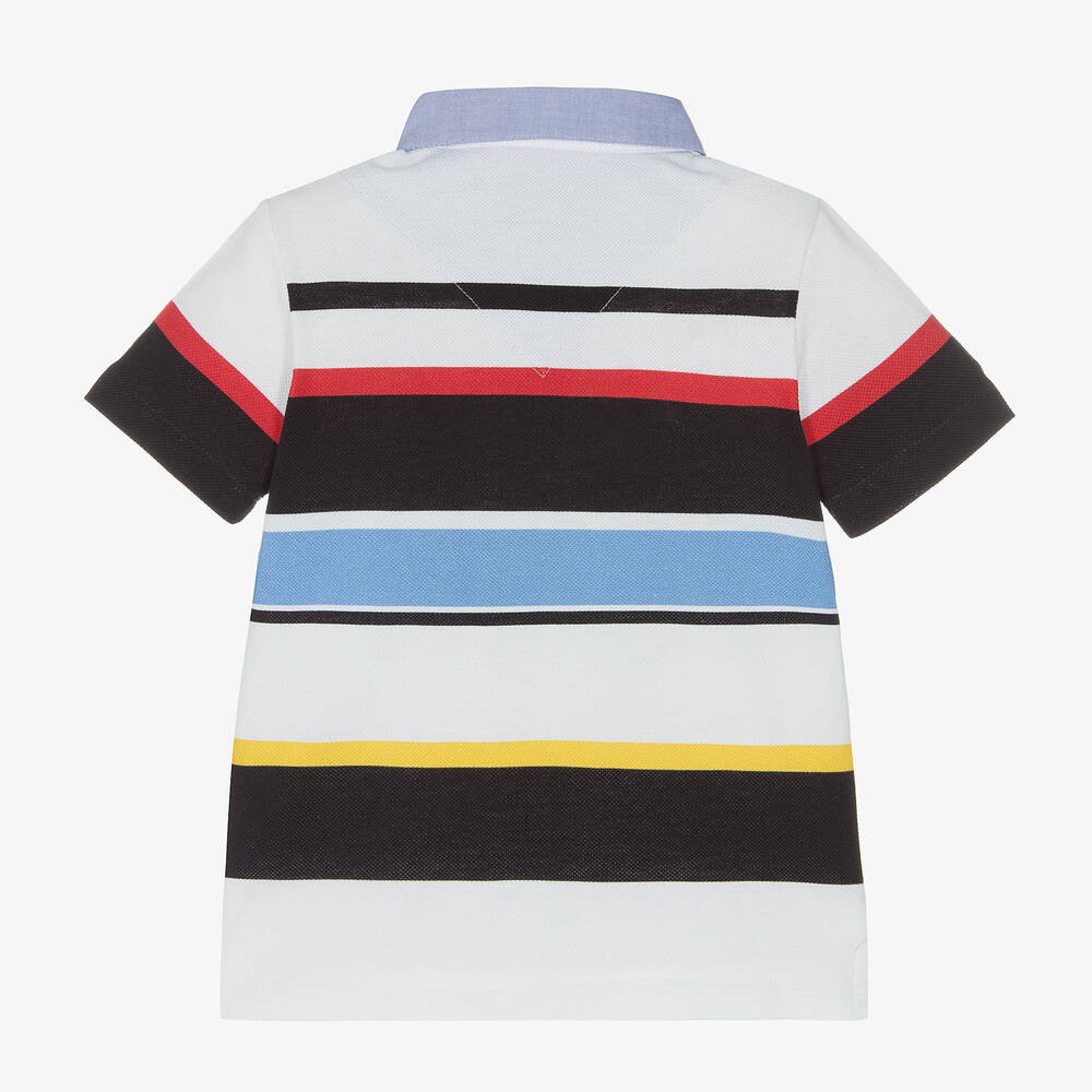 Lapin House-Boys Blue Striped Cotton Polo Shirt | Childrensalon Outlet