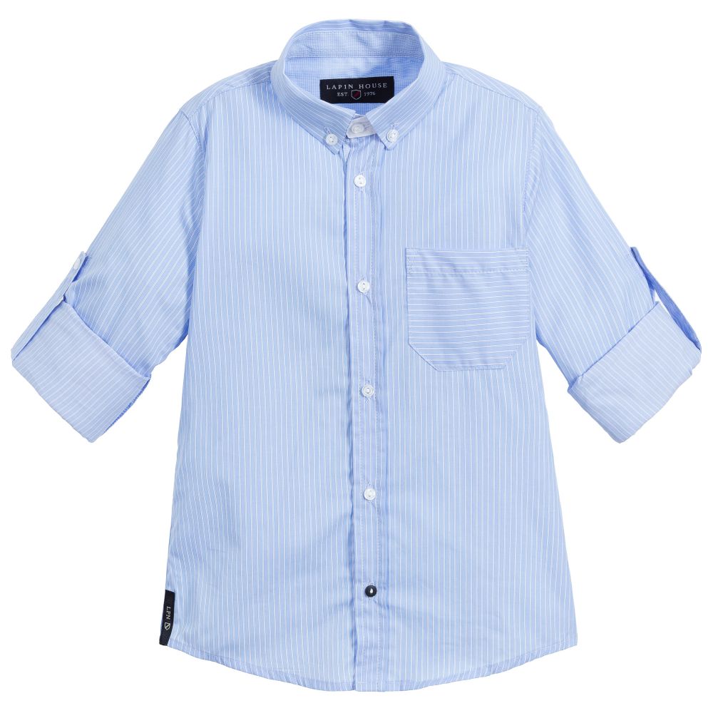 Lapin House-Boys Blue Striped Cotton Shirt | Childrensalon Outlet