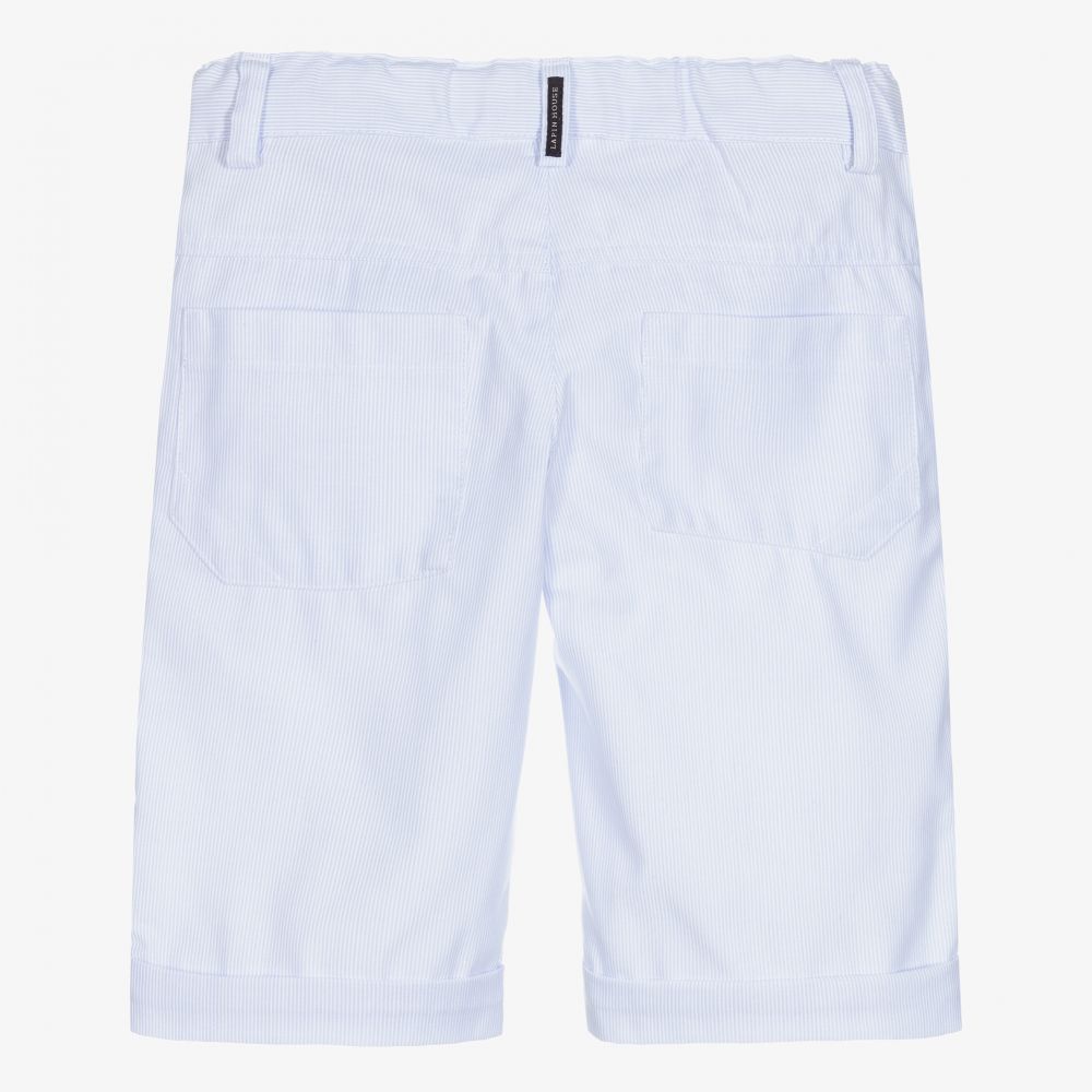Lapin House-شورت مزيج قطن مقلم لون أزرق وأبيض للأولاد | Childrensalon Outlet