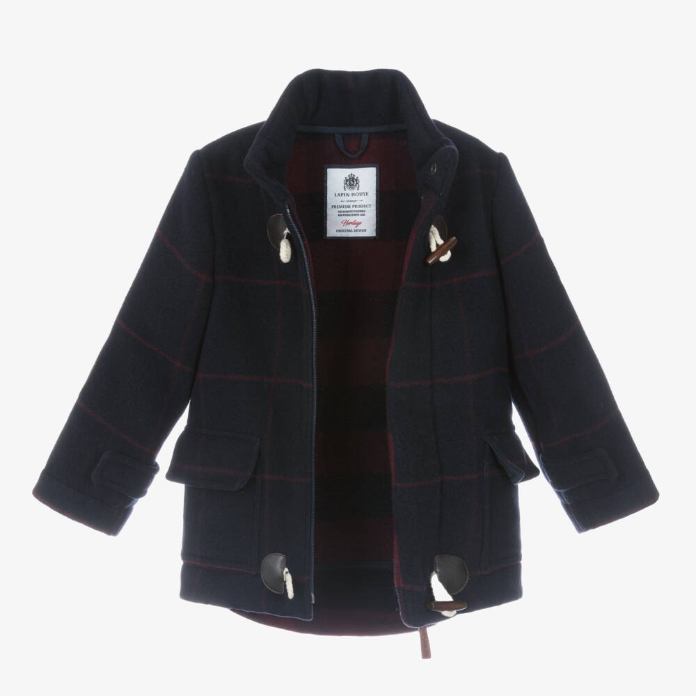 Lapin House-معطف دافل كاروهات صوف لون كحلي للأولاد | Childrensalon Outlet