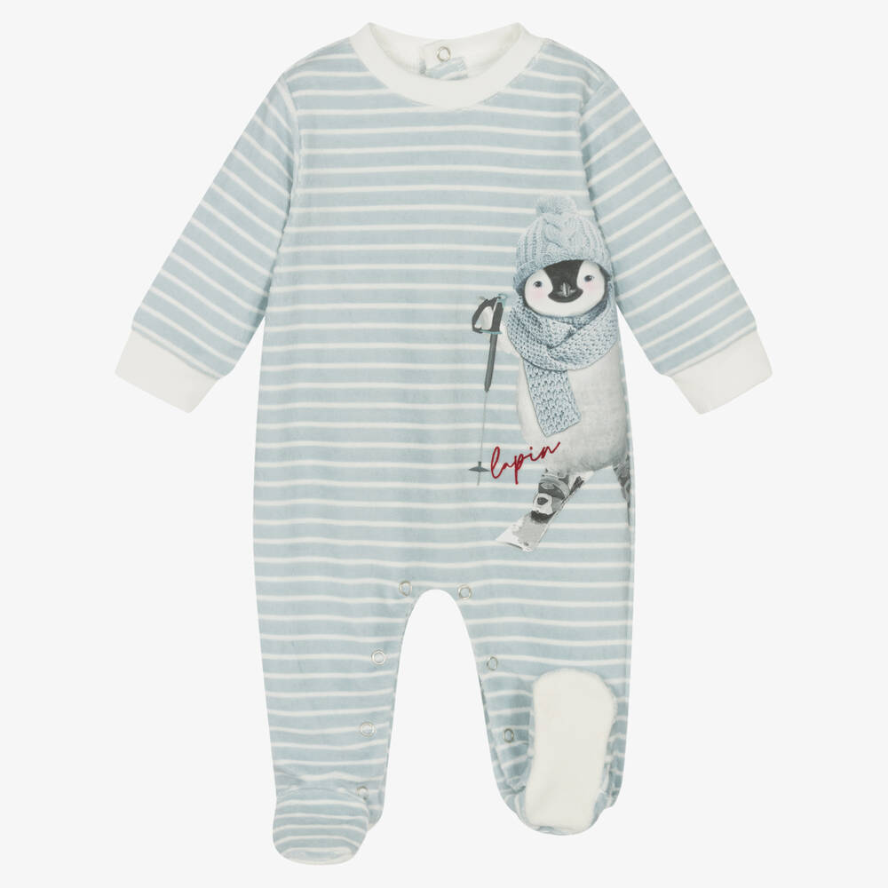 Lapin House-طقم أفرول بيبي غرو وقبعة قطن قطيفة لون أزرق | Childrensalon Outlet