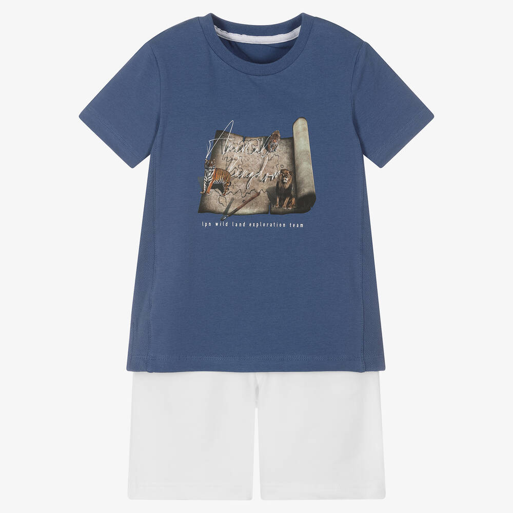 Lapin House - Синяя футболка и белые шорты из хлопка | Childrensalon