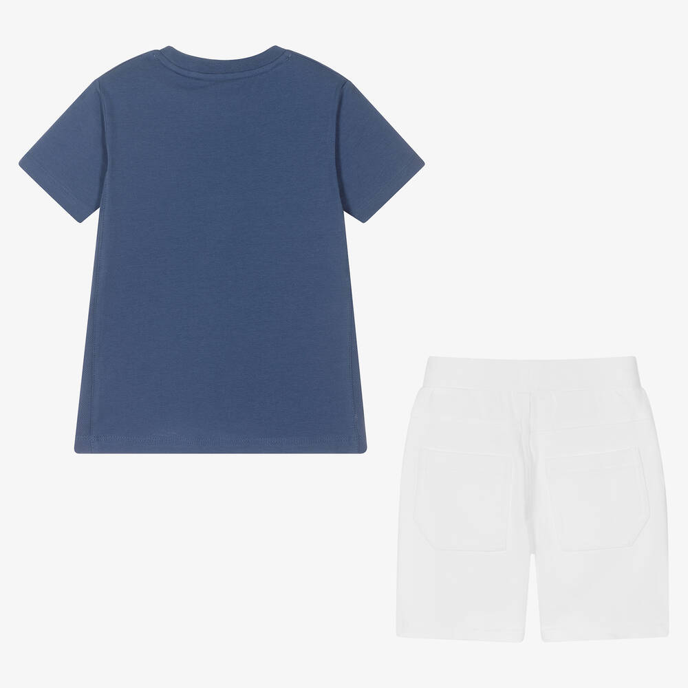 Lapin House-Boys Blue & White Cotton Shorts Set | Childrensalon Outlet