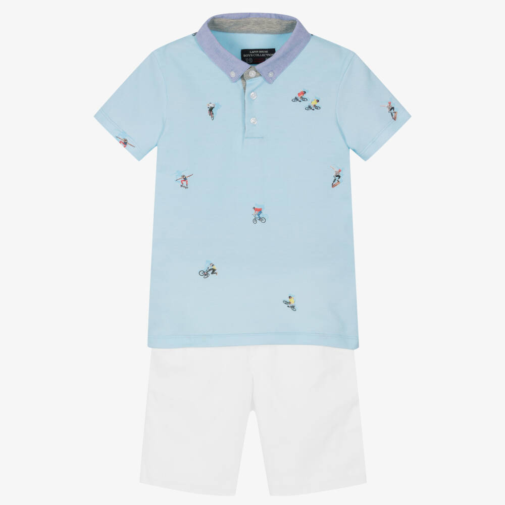 Lapin House - Голубая футболка и белые шорты из хлопка | Childrensalon