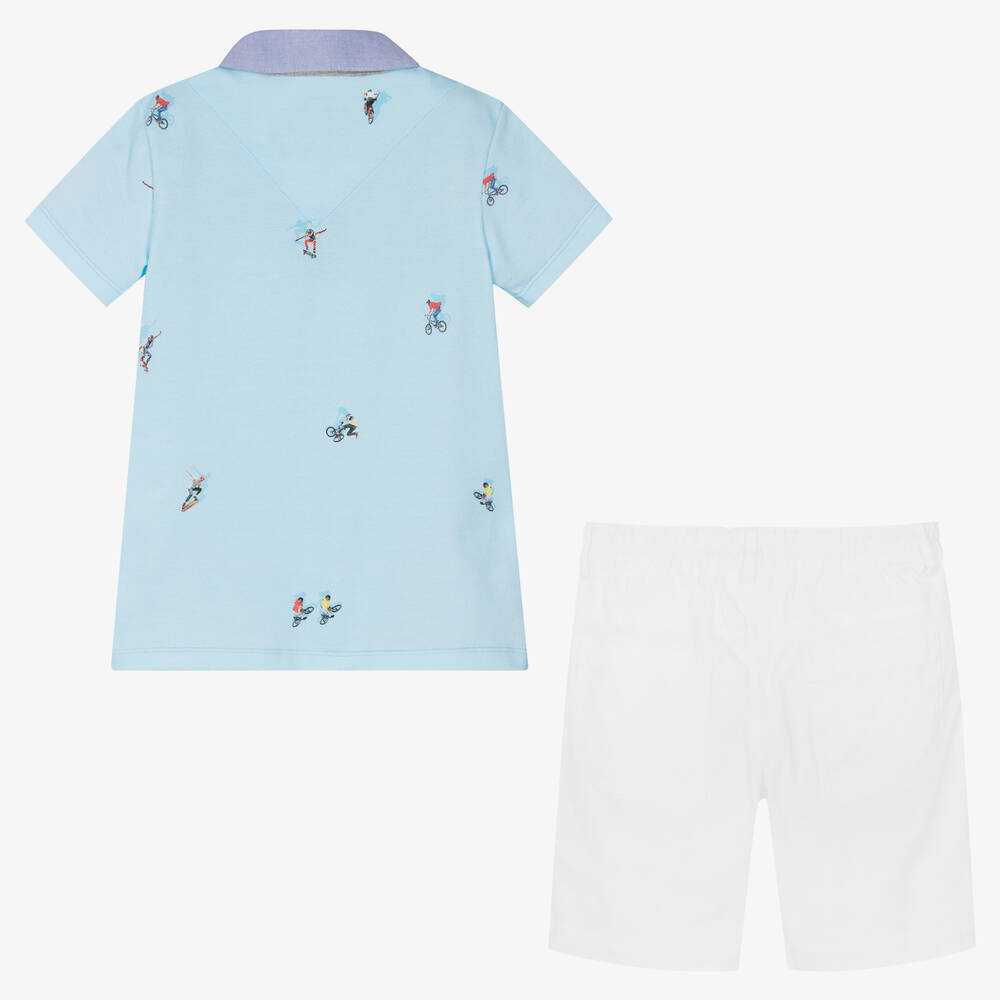 Lapin House-Boys Blue & White Cotton Shorts Set | Childrensalon Outlet
