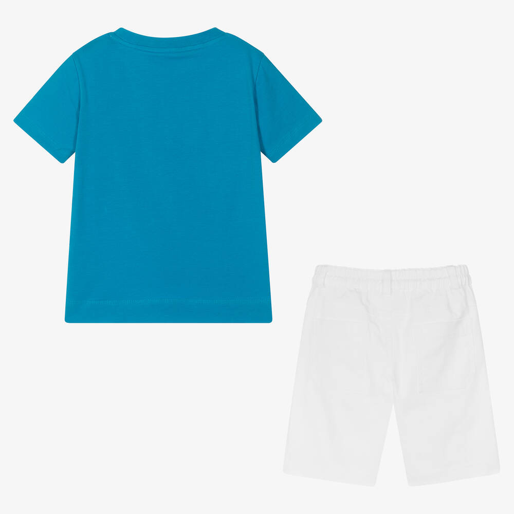 Lapin House-Boys Blue & White Cotton Shorts Set | Childrensalon Outlet