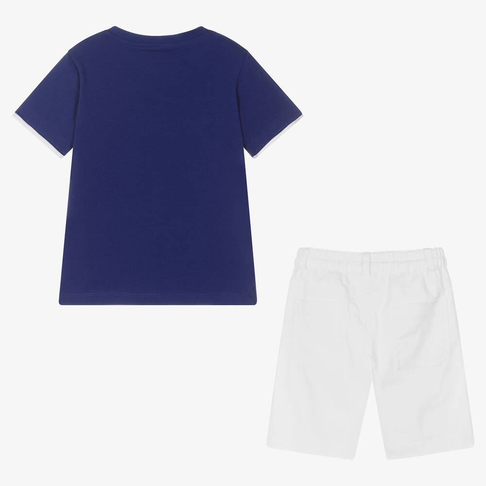 Lapin House-Boys Blue & White Cotton Shorts Set | Childrensalon Outlet