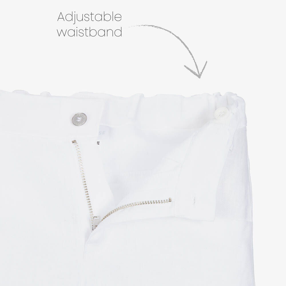 Lapin House-طقم شورت كتان لون أبيض وأزرق للأولاد | Childrensalon Outlet