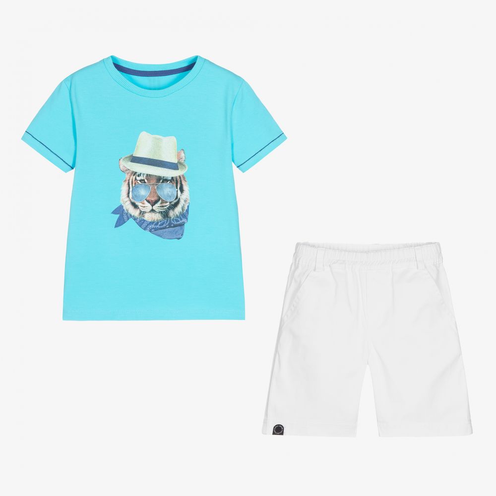 Lapin House-Голубой топ и белые шорты для мальчиков | Childrensalon Outlet
