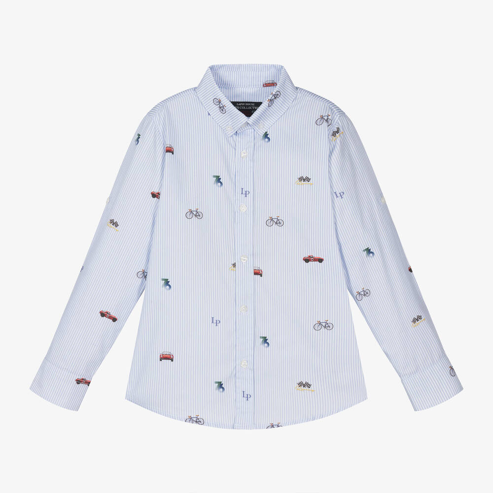 Lapin House-Хлопковая рубашка в бело-голубую полоску для мальчиков | Childrensalon Outlet