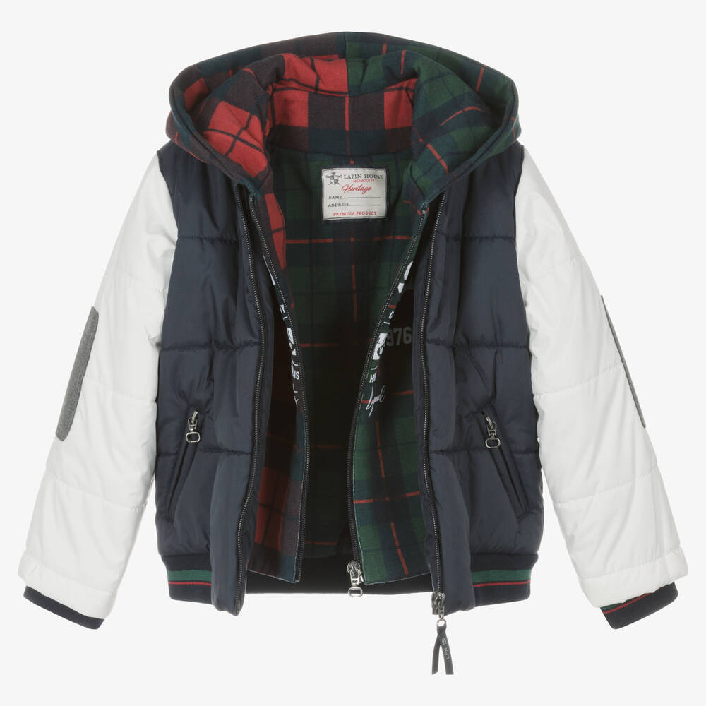 Lapin House-Boys Blue & White Varsity Puffer Jacket | Childrensalon Outlet