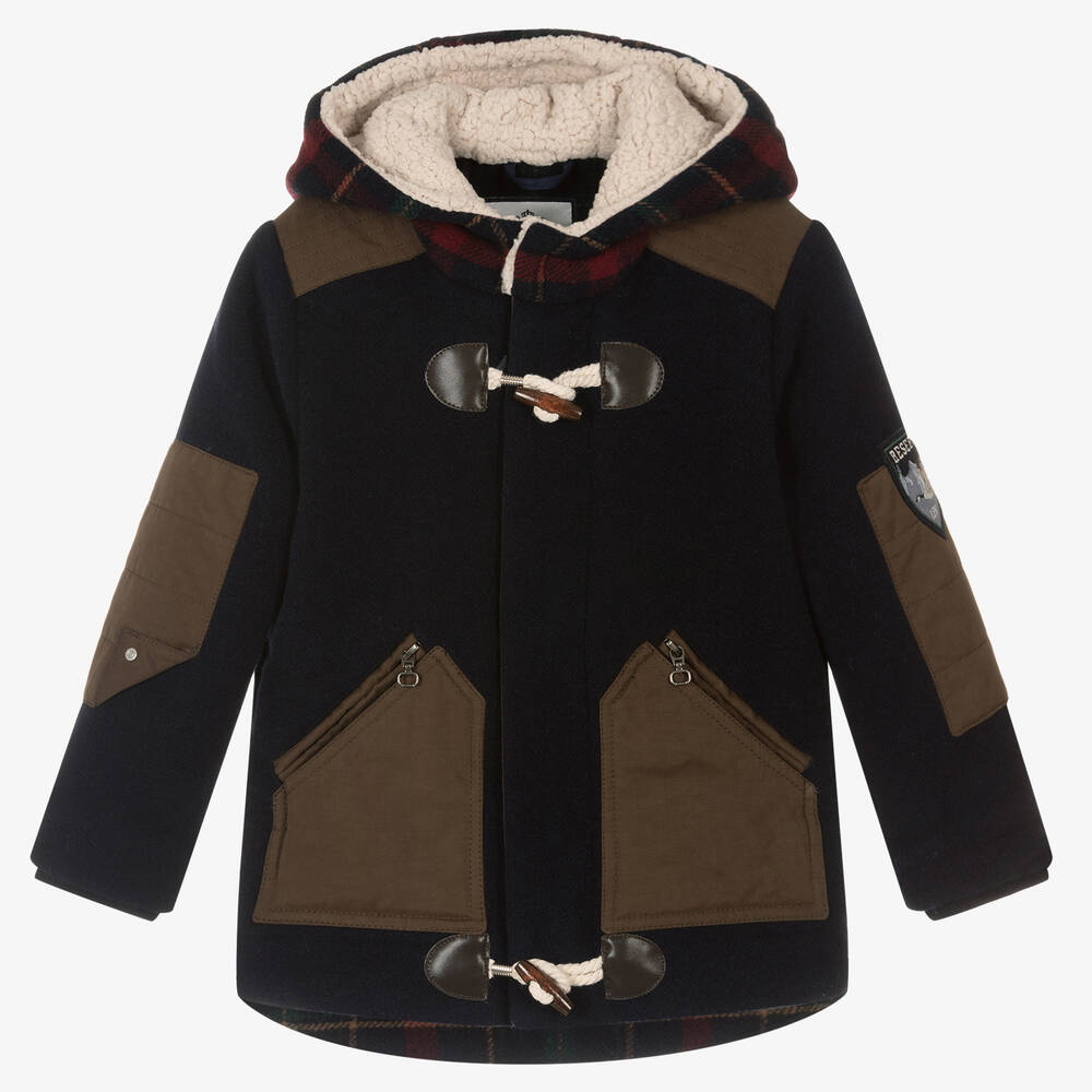 Lapin House - Duffle-coat bleu laine garçon | Childrensalon