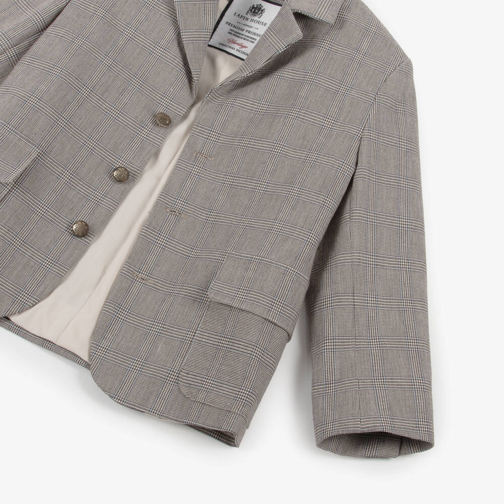 Lapin House-Boys Brown Prince of Wales Check Cotton Blazer | Childrensalon Outlet