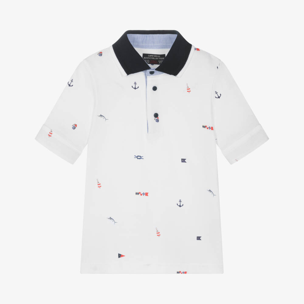 Lapin House-Boys Classic Nautical White Polo | Childrensalon Outlet