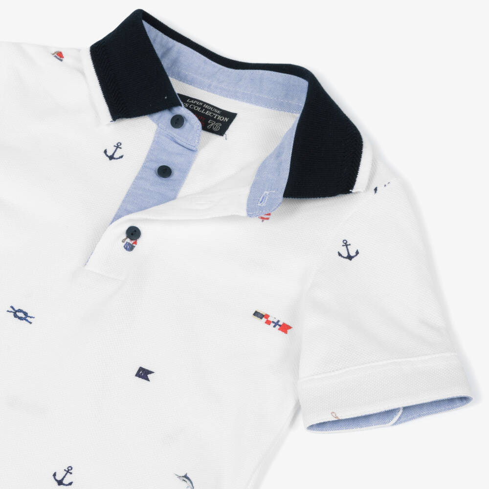 Lapin House-Boys Classic Nautical White Polo | Childrensalon Outlet