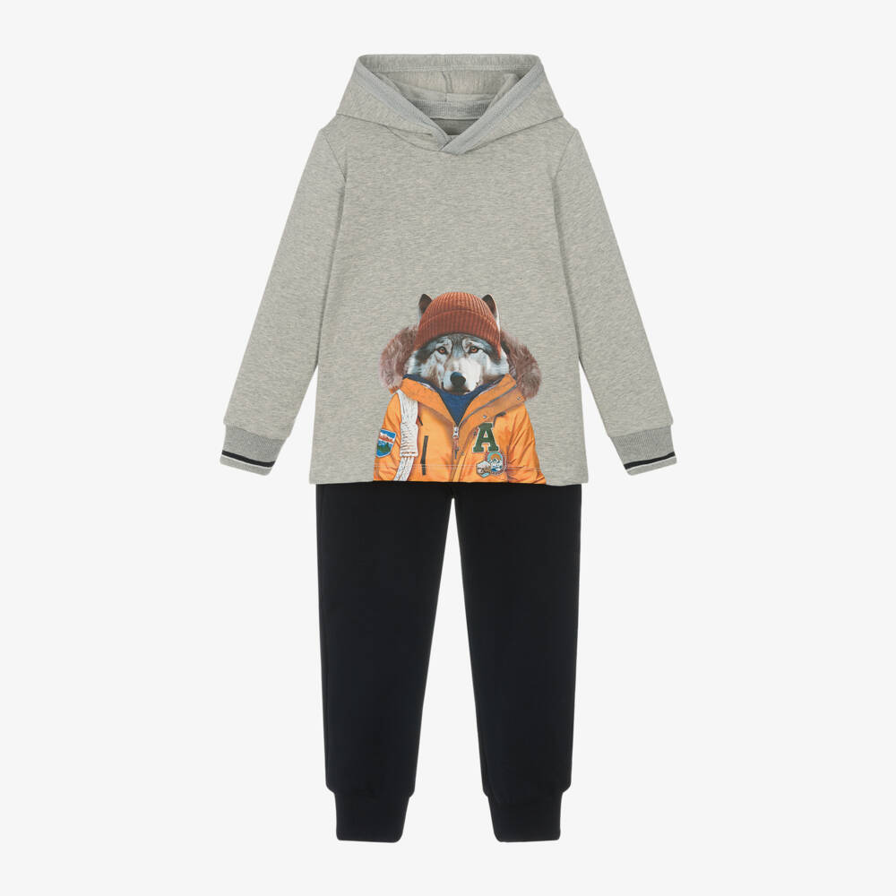 Lapin House-Boys Cotton Fox Print Tracksuit | Childrensalon Outlet