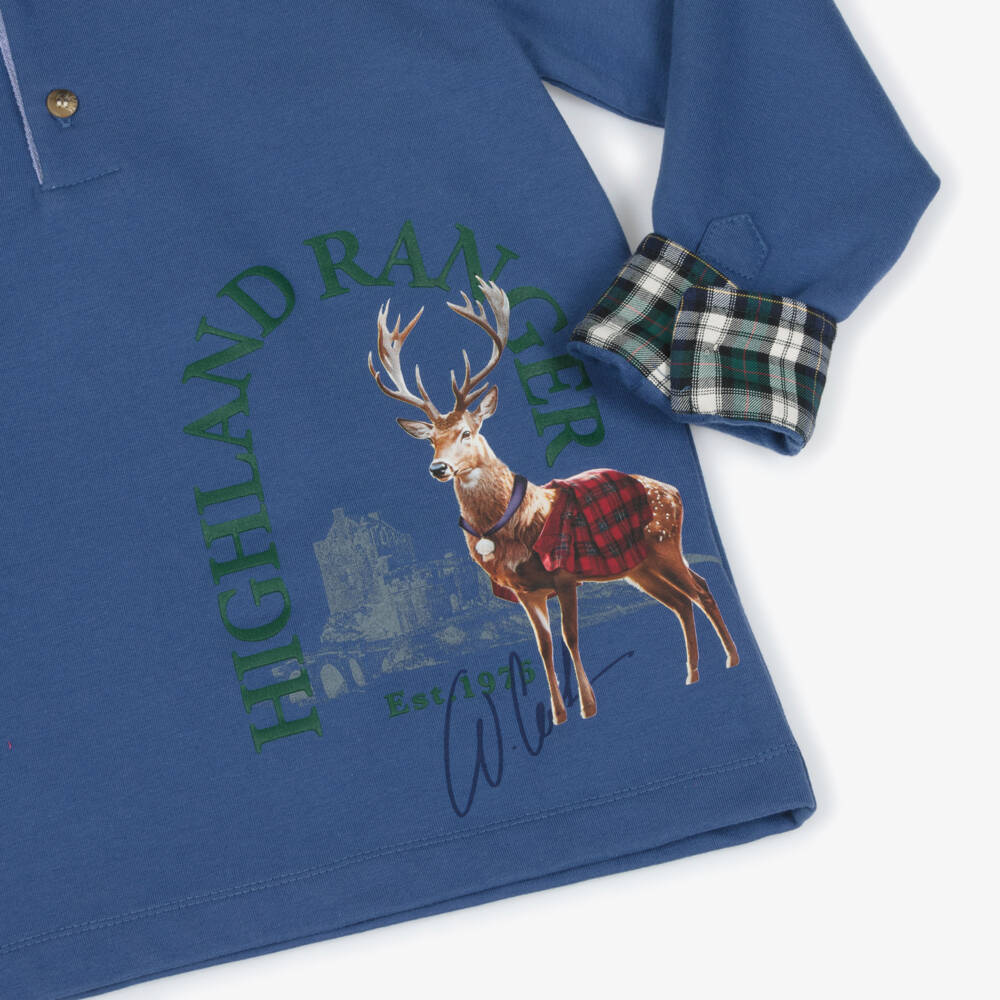 Lapin House-Boys Cotton Polo with Deer Motif | Childrensalon Outlet