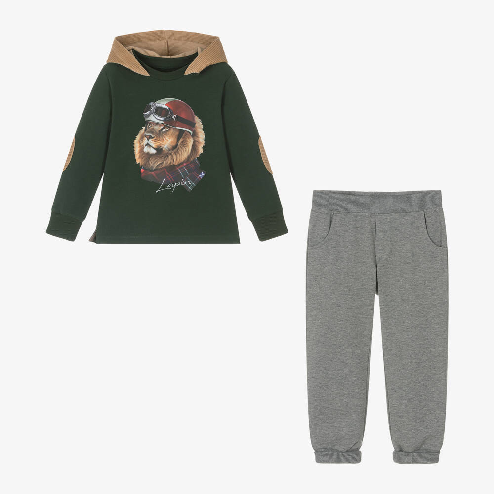 Lapin House-Boys Cotton Tracksuit with Lion Design | Childrensalon Outlet