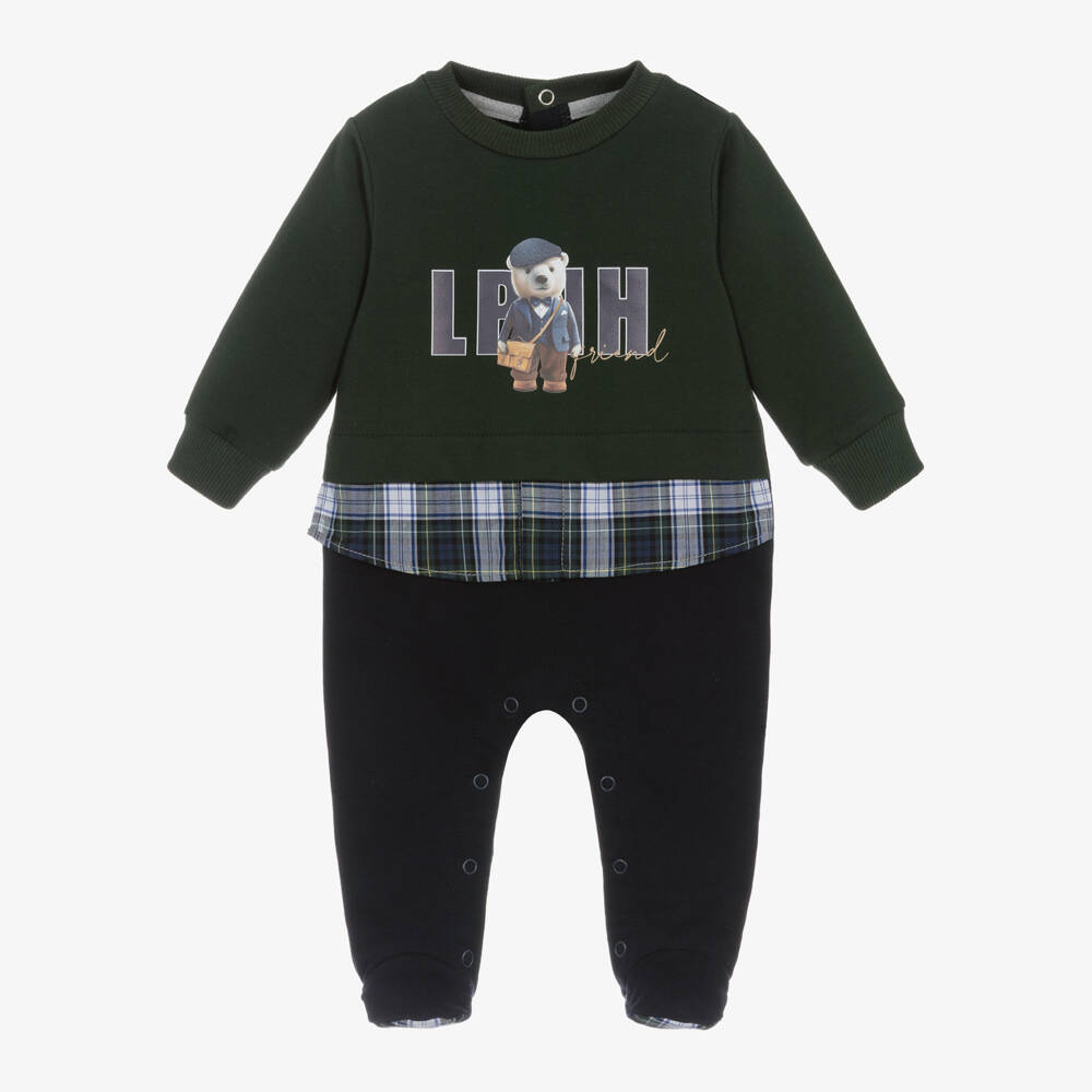 Lapin House-Boys Green Bear Print Sleepsuit | Childrensalon Outlet