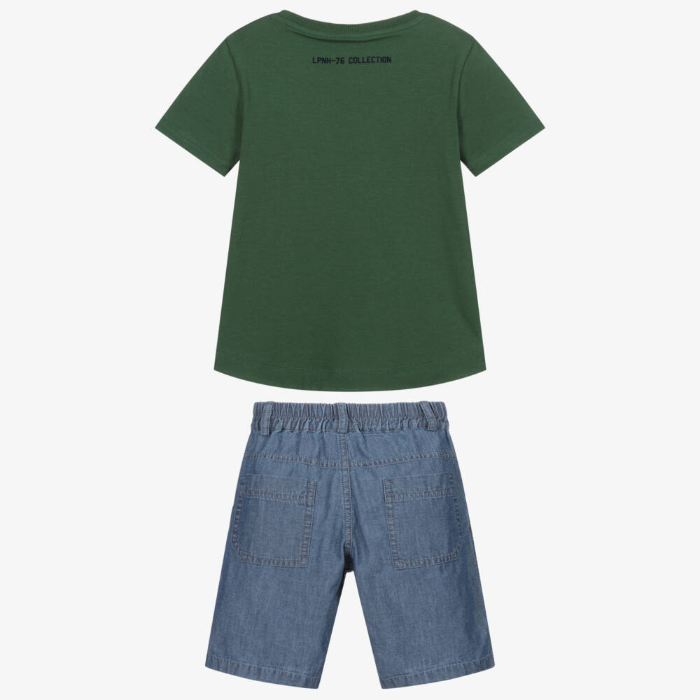 Lapin House-Boys Green & Blue Shorts Set | Childrensalon Outlet