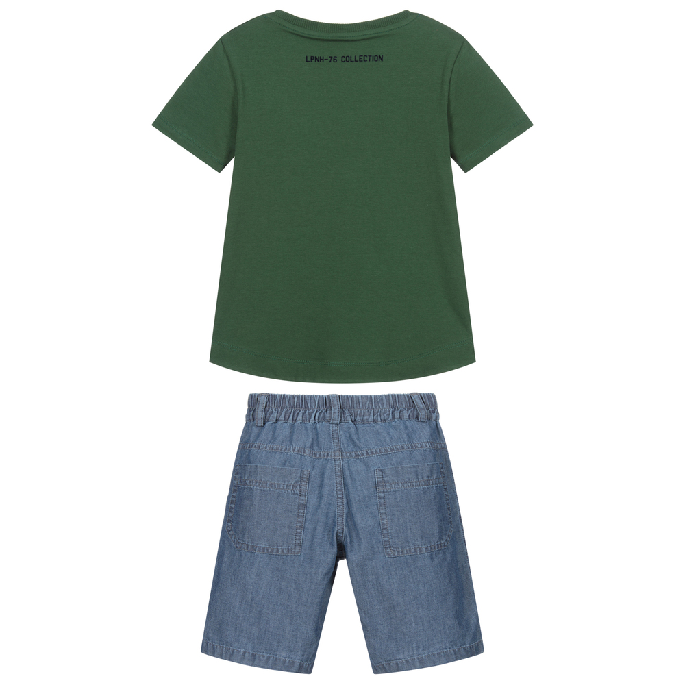 Lapin House-Boys Green & Blue Shorts Set | Childrensalon Outlet