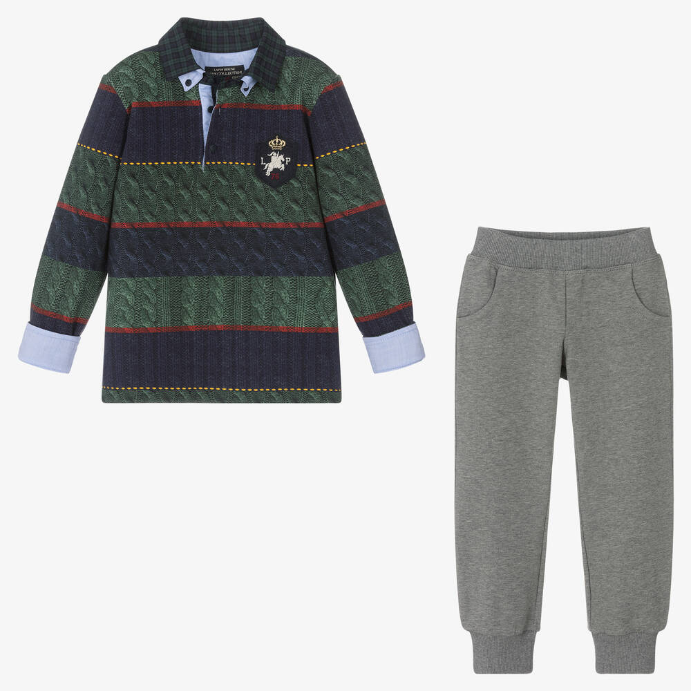 Lapin House-Boys Green & Blue Trousers Set | Childrensalon Outlet