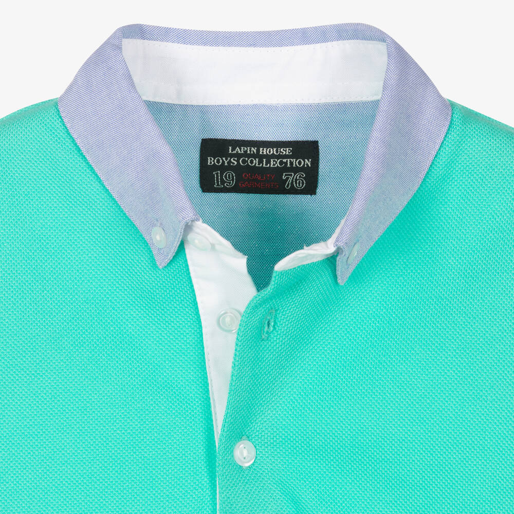 Lapin House-Boys Green Cotton Piqué Polo Shirt  | Childrensalon Outlet