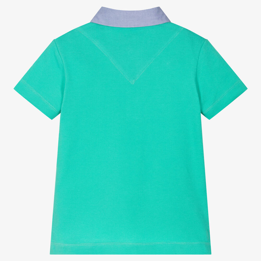 Lapin House-Boys Green Cotton Piqué Polo Shirt  | Childrensalon Outlet