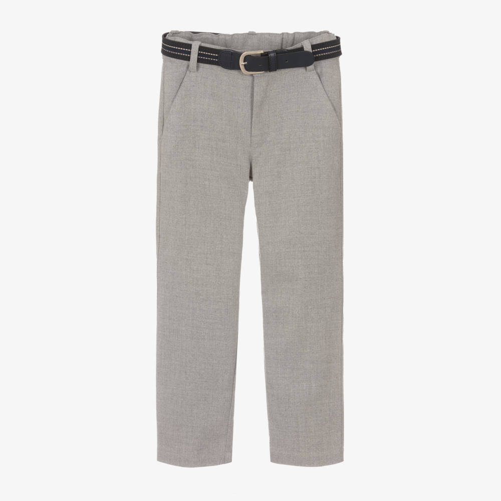 Lapin House-Boys Grey Belted Trousers | Childrensalon Outlet