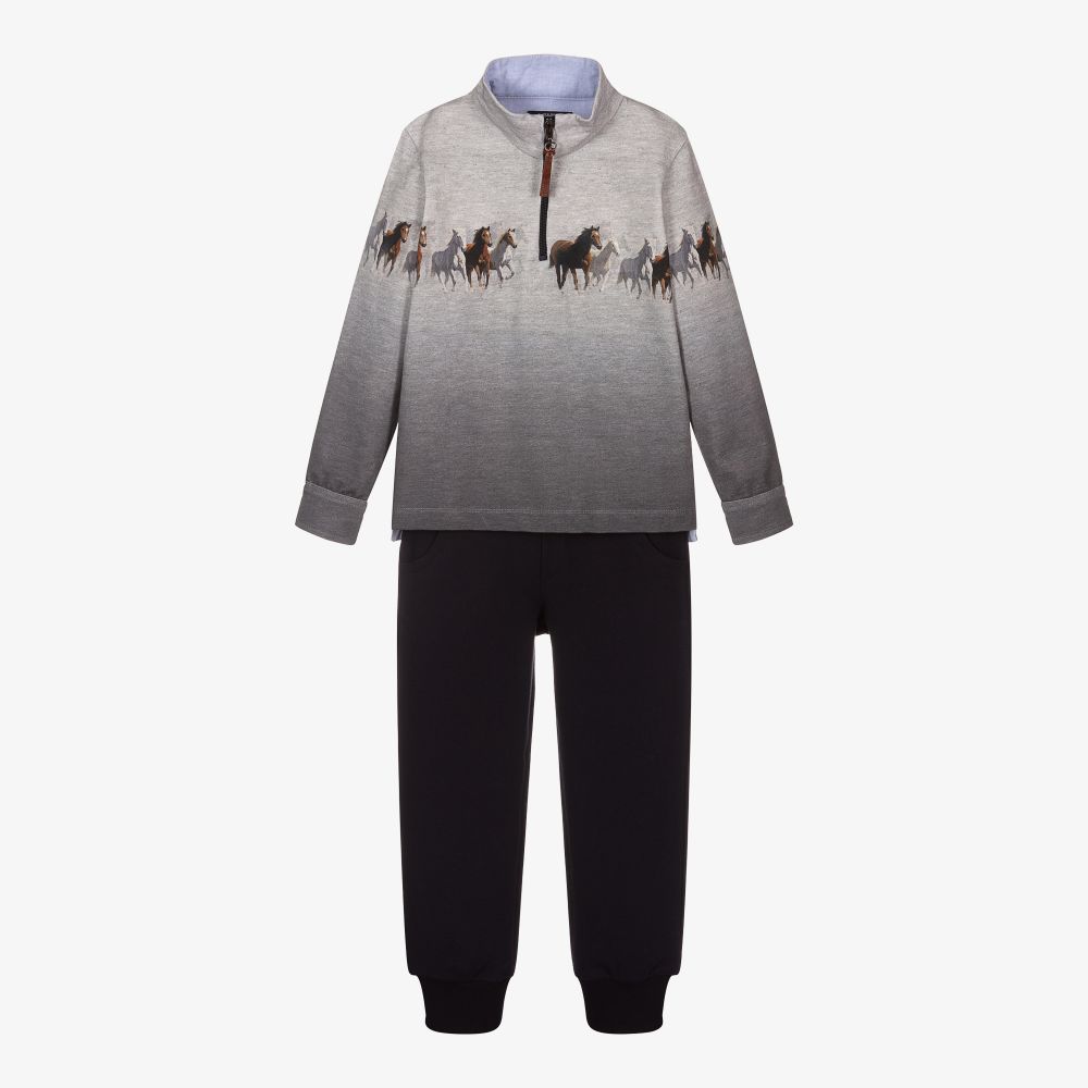 Lapin House - Boys Grey & Blue Tracksuit | Childrensalon