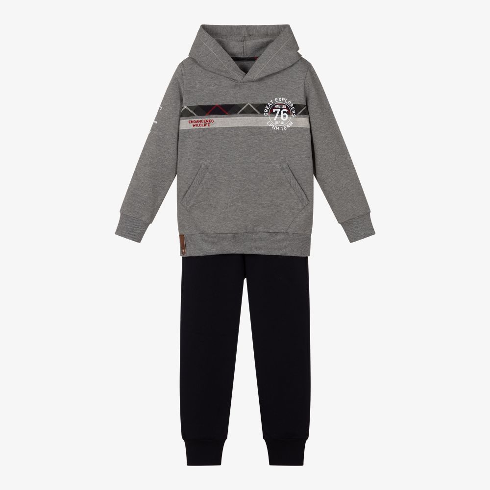 Lapin House - Boys Grey & Blue Tracksuit | Childrensalon