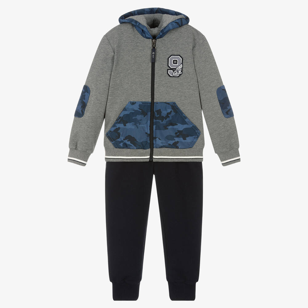 Lapin House - Boys Grey & Blue Tracksuit | Childrensalon