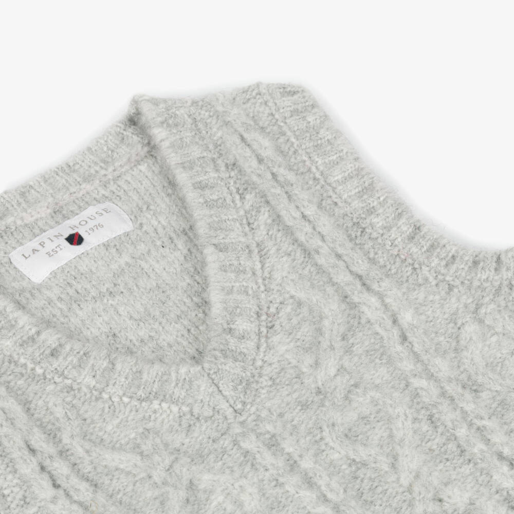 Lapin House-Boys Grey Cable Knit Slipover | Childrensalon Outlet