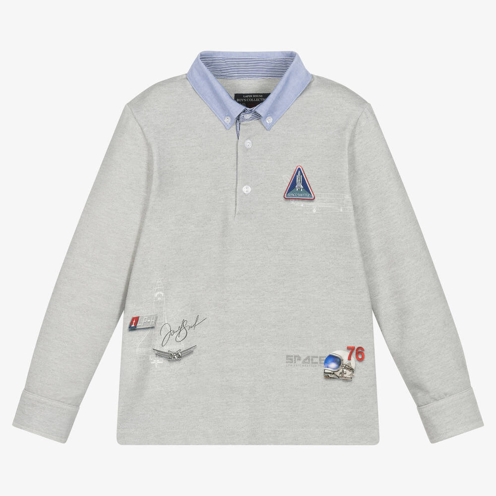 Lapin House-Серая рубашка поло из хлопкового джерси | Childrensalon Outlet