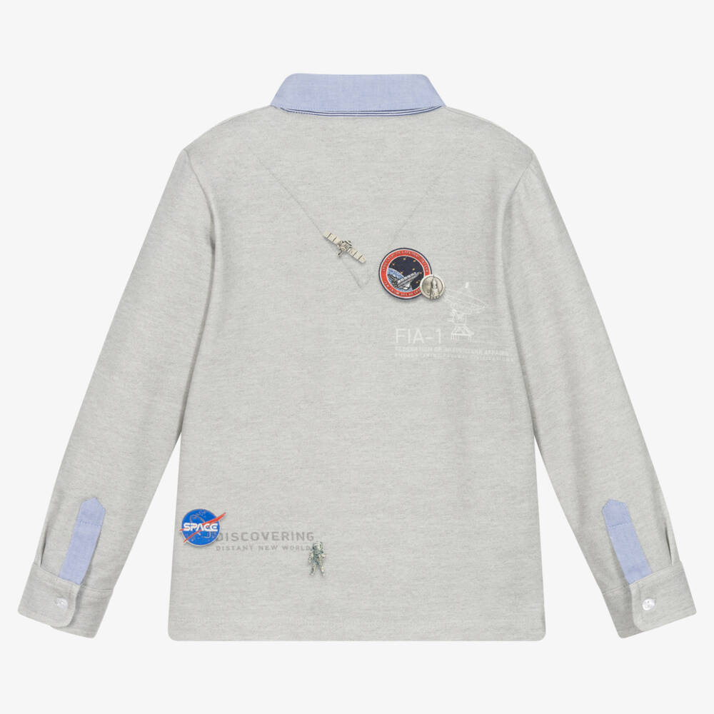 Lapin House-Boys Grey Cotton Jersey Polo Shirt | Childrensalon Outlet
