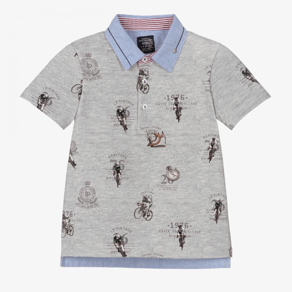 Lapin House - Boys Grey Cotton Polo Shirt | Childrensalon