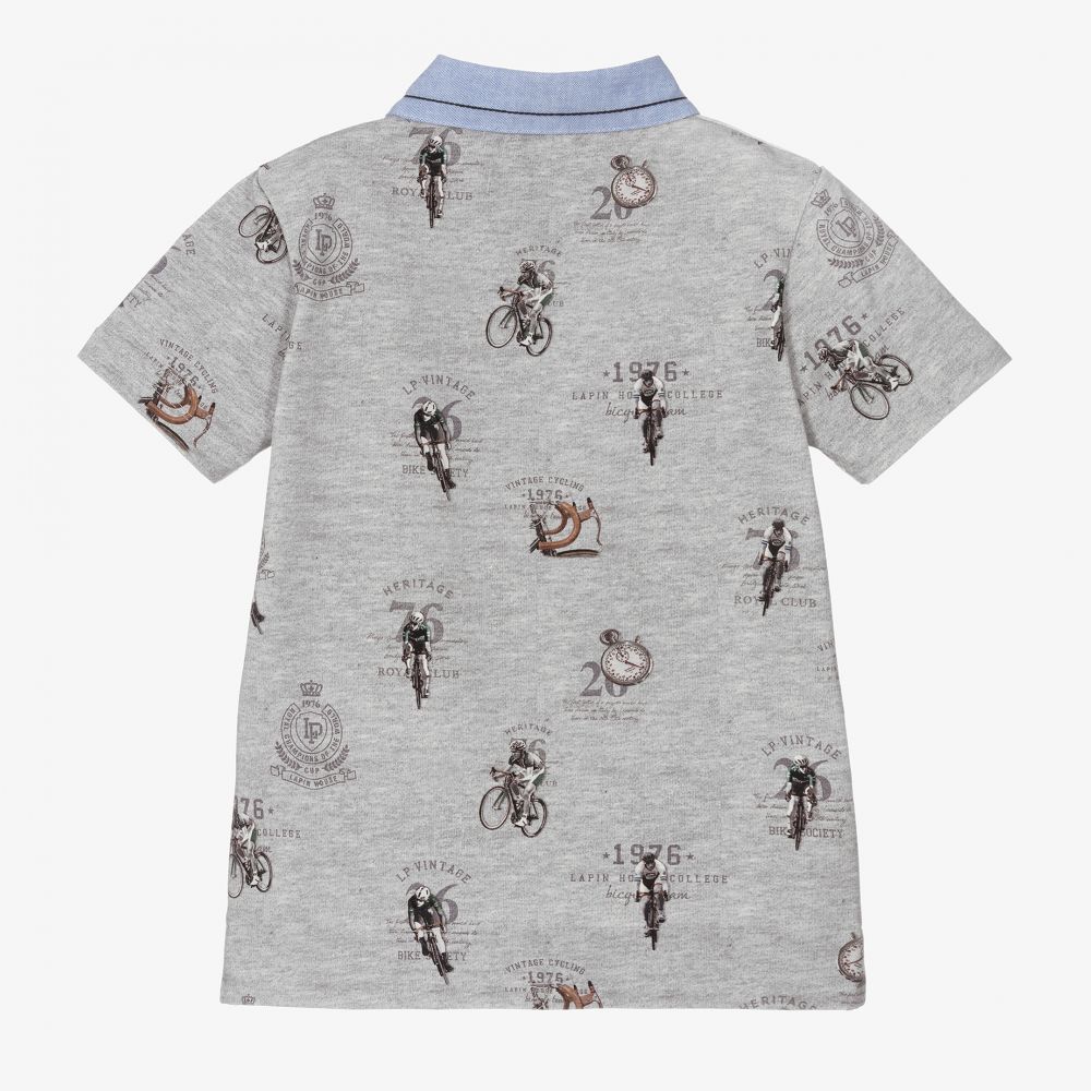 لابين هاوس-Boys Grey Cotton Polo Shirt | Childrensalon Outlet