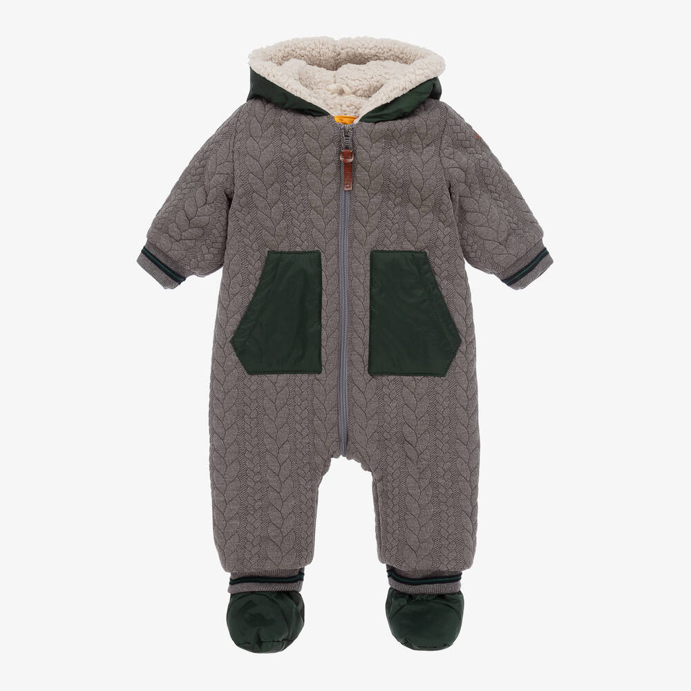 Lapin House - Boys Grey & Green Pramsuit | Childrensalon