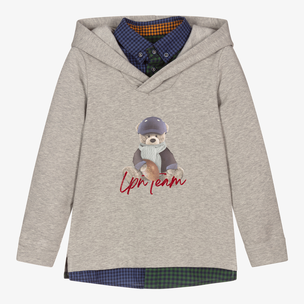 Lapin House - Серый свитшот с капюшоном для мальчиков | Childrensalon