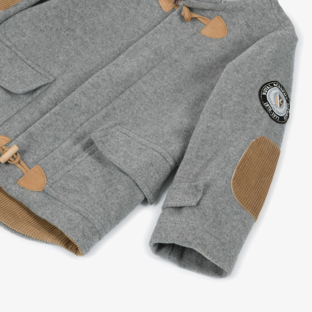 Lapin House-Boys Grey Marl Wool, Cotton & Cashmere Duffle Coat | Childrensalon Outlet