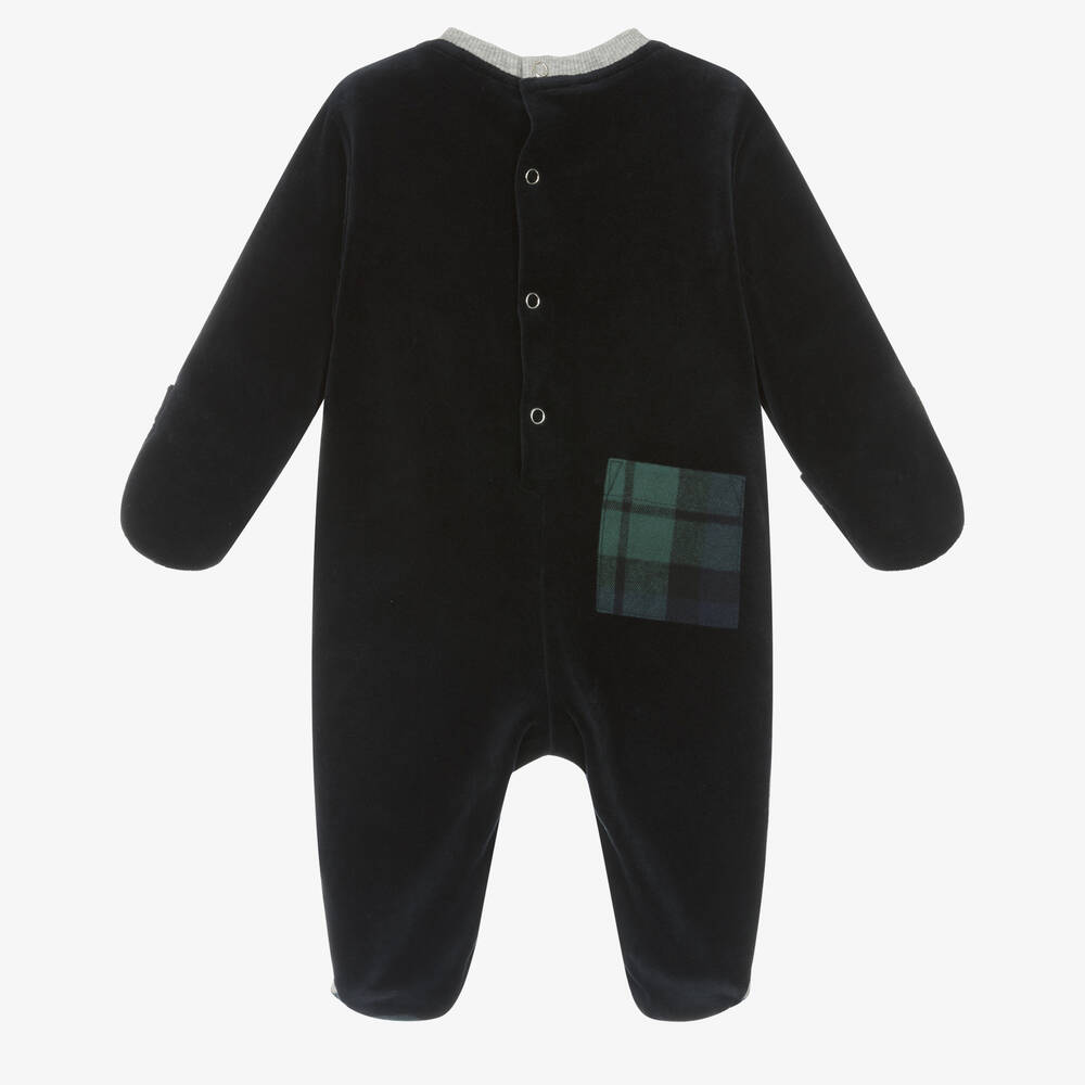 Lapin House-Boys Grey & Navy Blue Cotton Babygrow | Childrensalon Outlet