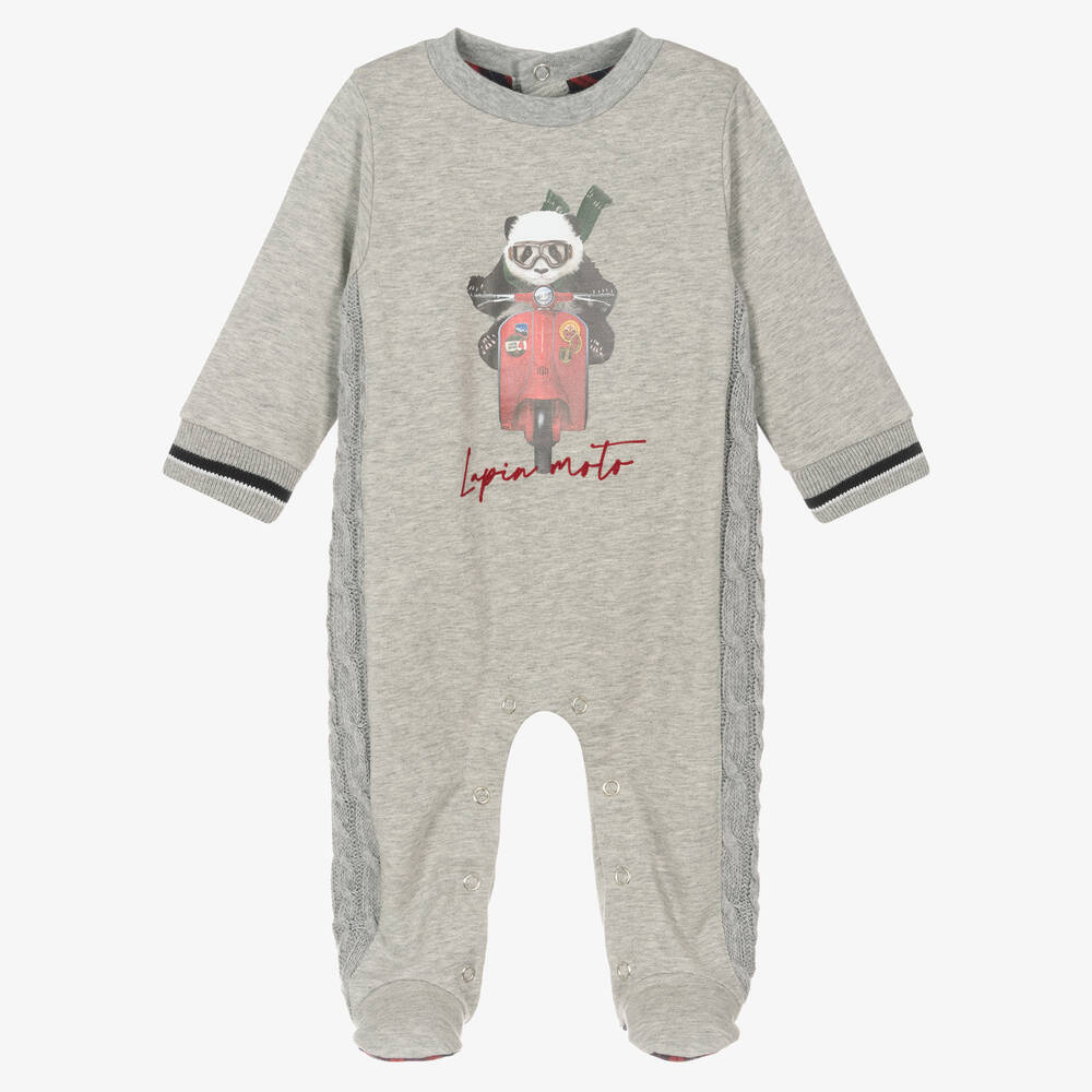 Lapin House - Boys Grey Panda Babygrow | Childrensalon