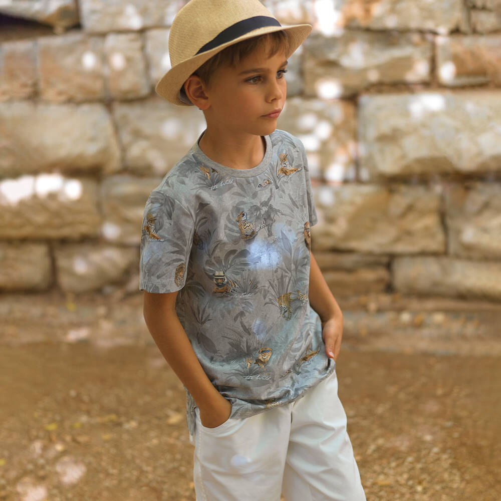 Lapin House-طقم شورت مزيج قطن لون أبيض ورمادي للأولاد | Childrensalon Outlet