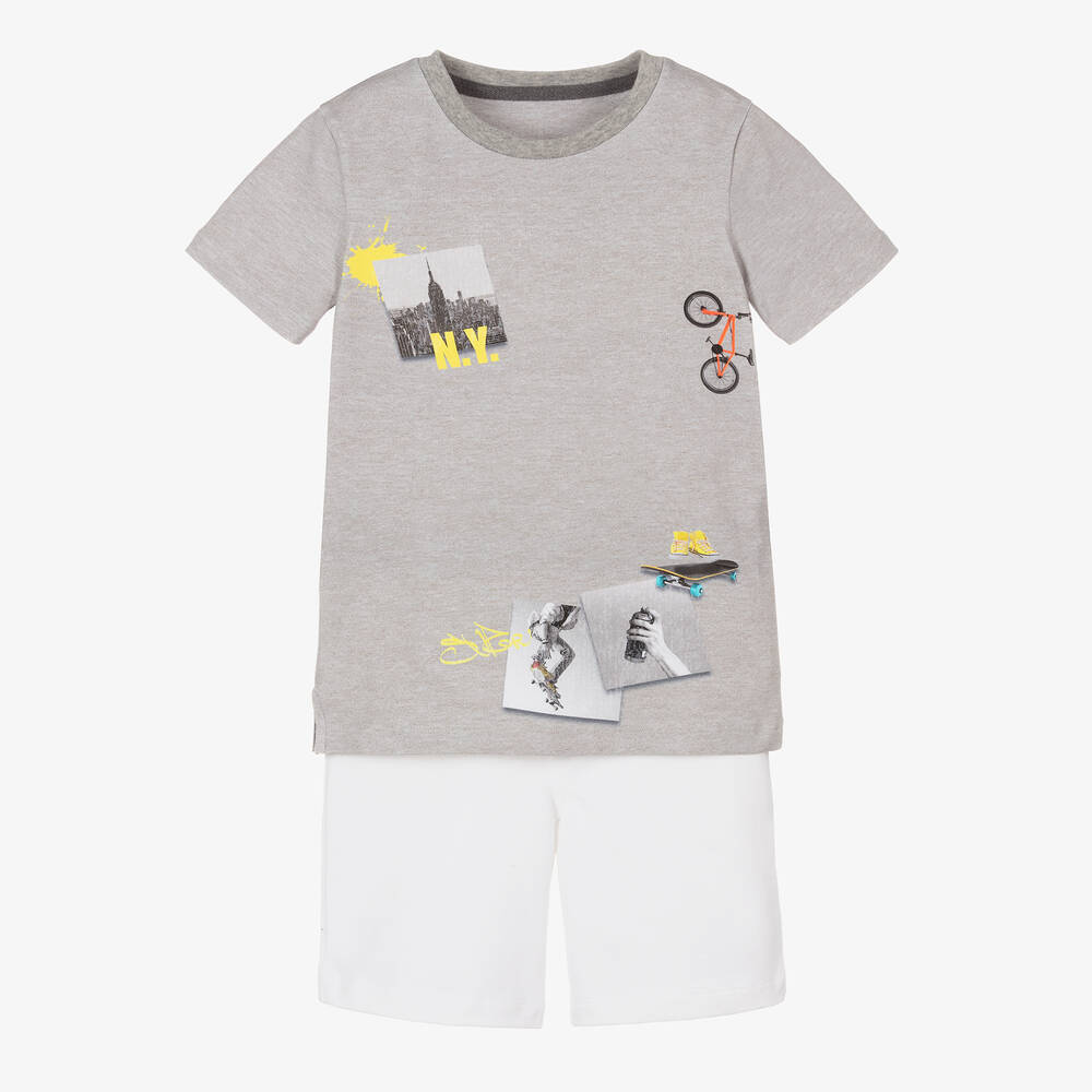 Lapin House - Серая футболка и белые шорты из хлопка | Childrensalon
