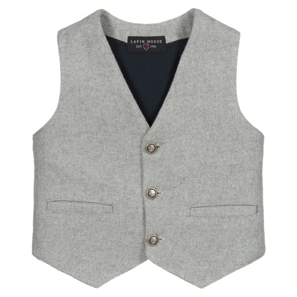 Lapin House - Boys Grey Wool Waistcoat | Childrensalon