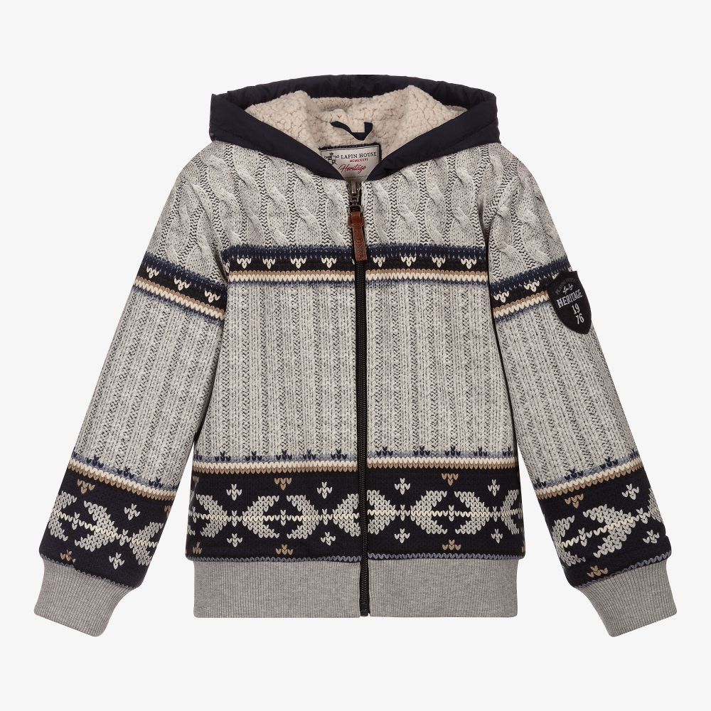 Lapin House - Boys Grey Zip-Up Top | Childrensalon