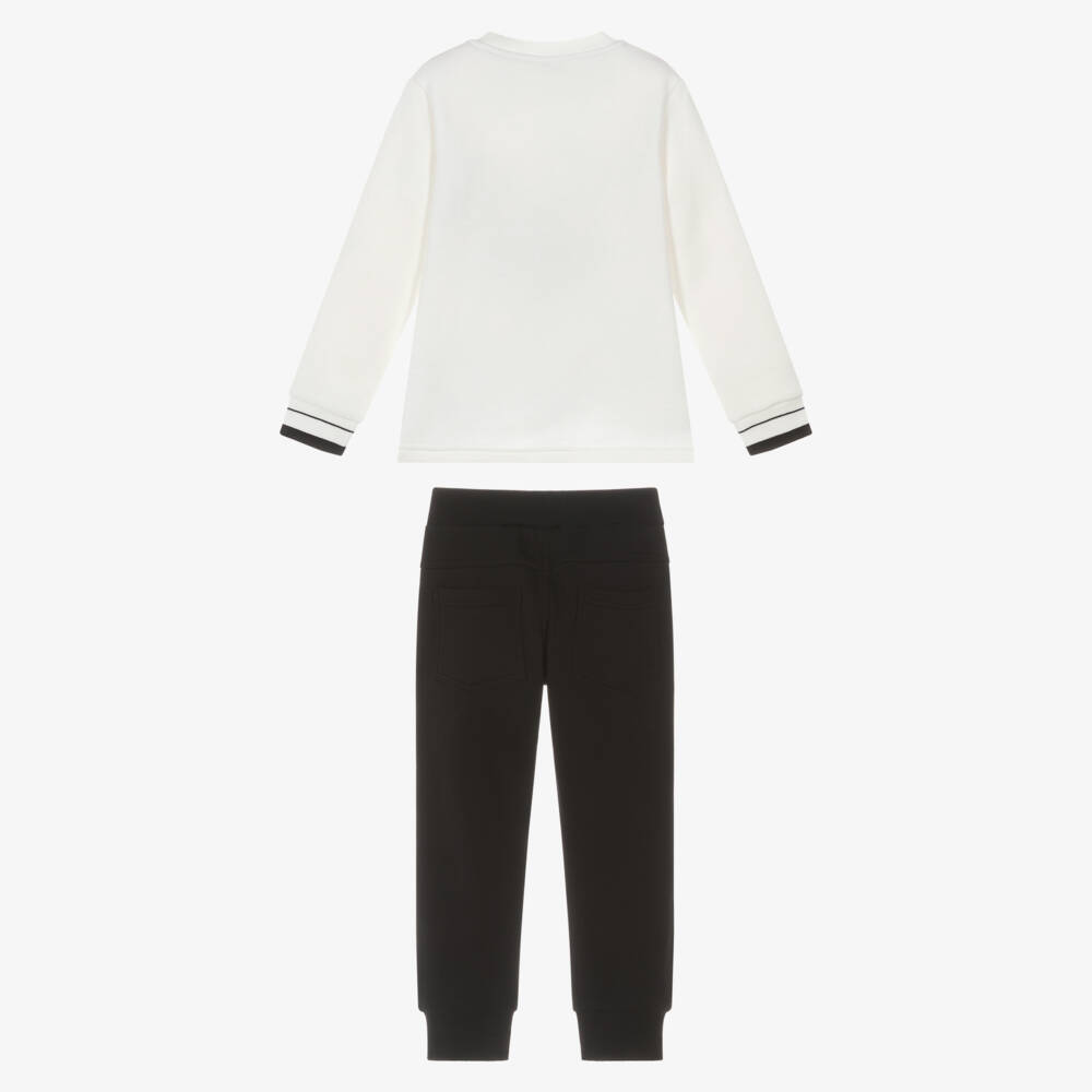 Lapin House-Boys Ivory & Black Tracksuit with Teddy Bear Print | Childrensalon Outlet