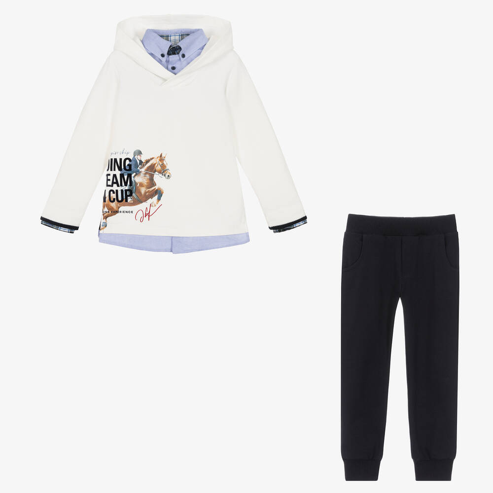 Lapin House-طقم جوغرز قطن لون كحلي وعاجي للأولاد | Childrensalon Outlet