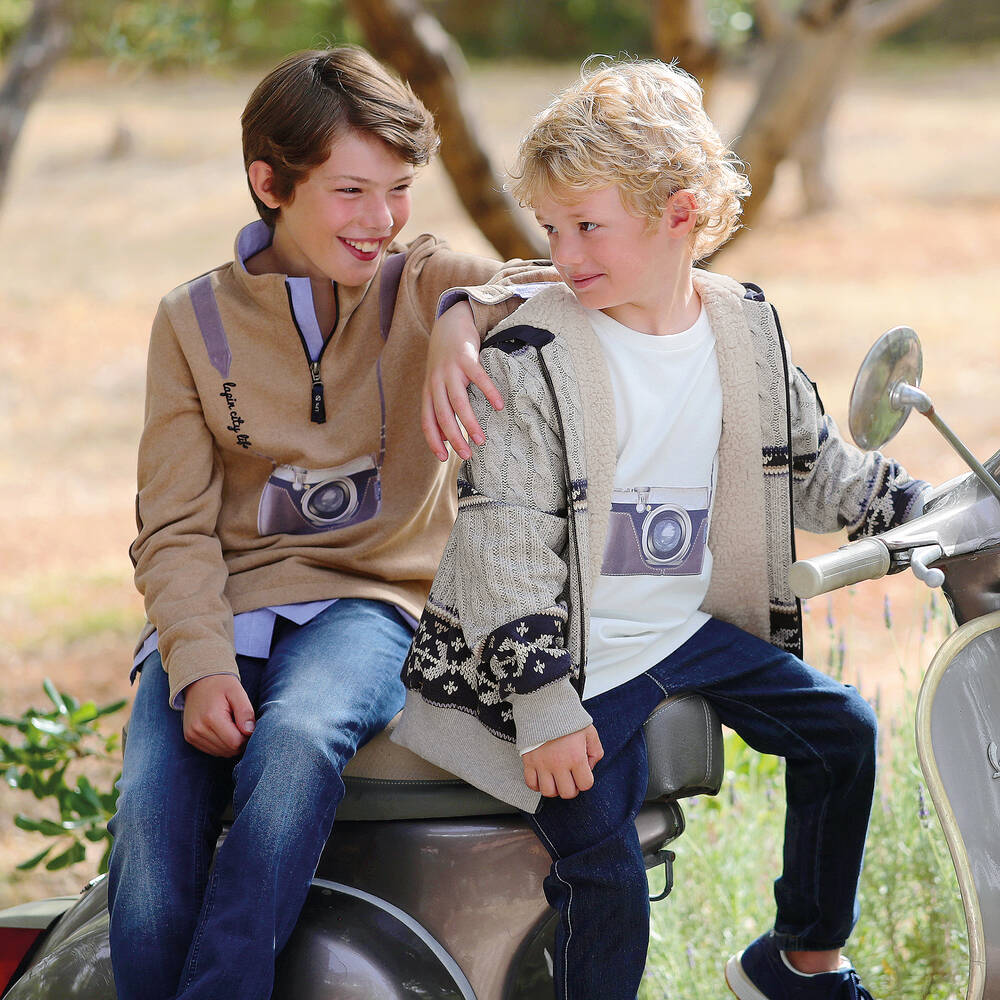 Lapin House- Boys Ivory Cotton Camera Top | Childrensalon Outlet