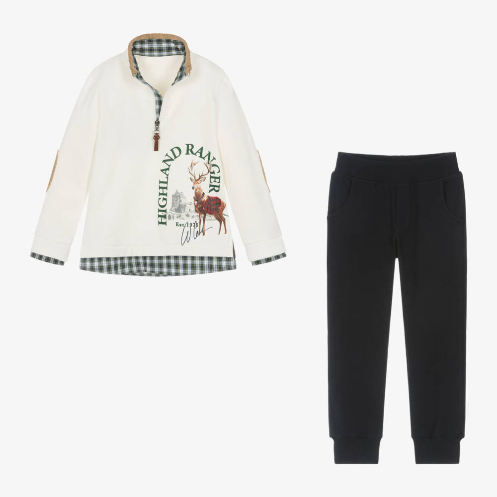 Lapin House-Boys Ivory & Navy Jogger Outfit | Childrensalon Outlet